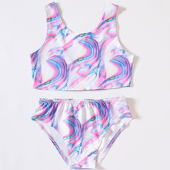 Girl's Tie Dye Bikini Set Tank Top & Briefs Beach Vacation Swimwear