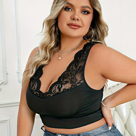 Sexy Plus Size Lace Trim Bra Wide Straps Skin Friendly