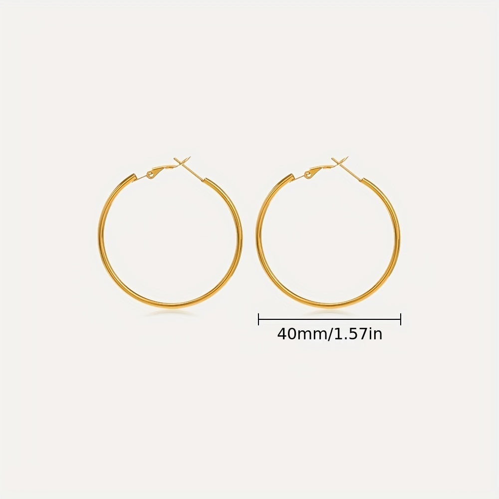 3 Pairs Golden Big Hoop Earrings Set for Women Girls