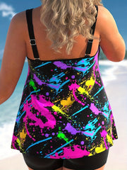 Vacay Tankini Set Women's Plus Splash Print Cami Top & Shorts Swimsuit