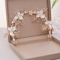 Floral Pearl Bridal Headband Flower Wedding Headpiece