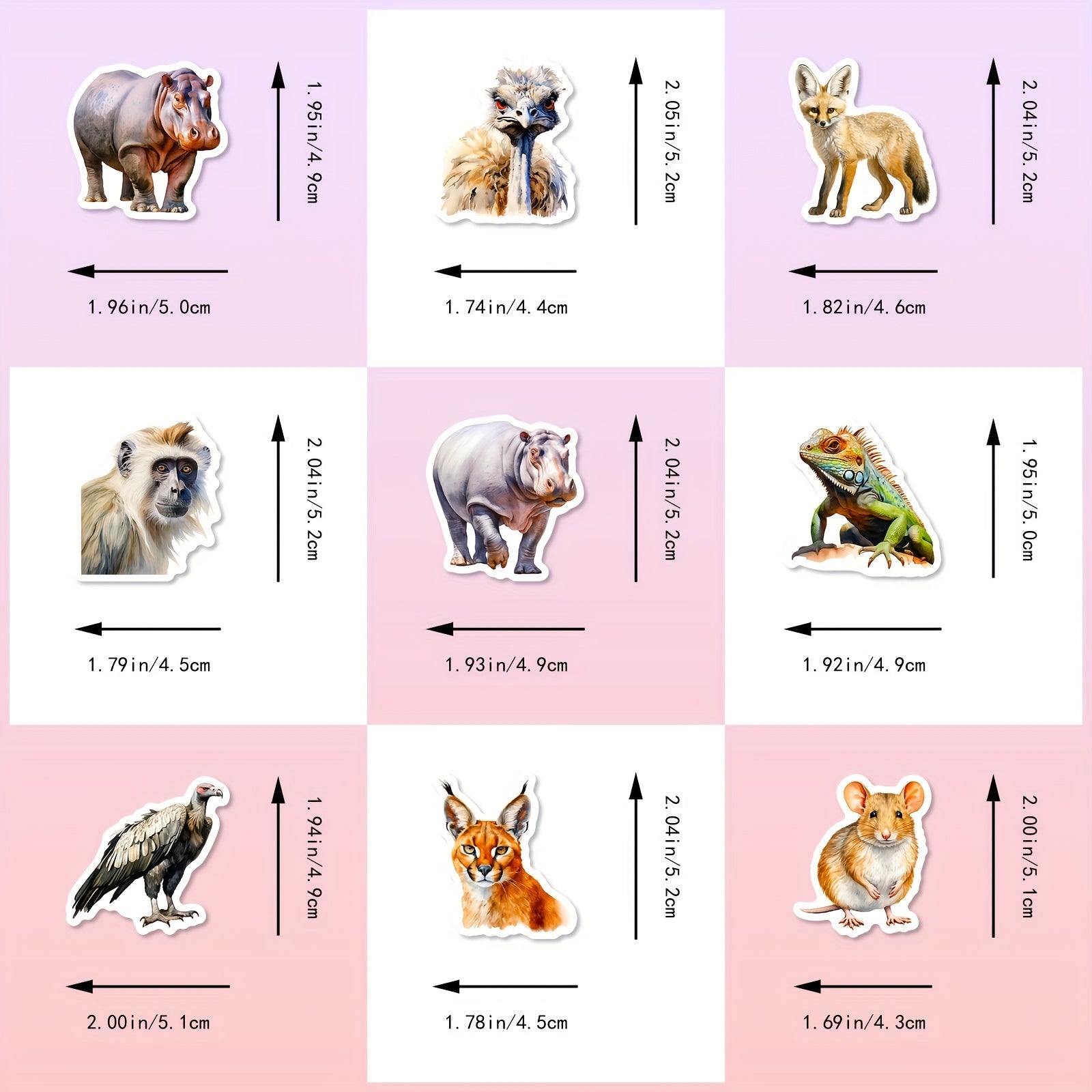 100pcs African Animal Stickers Watercolor Decals for Bottles Laptops Phones