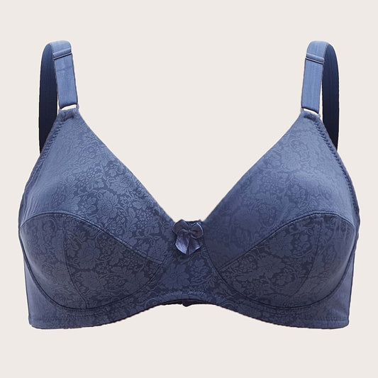 Floral Print Knot Front Push Up Bra Plus Size Medium Stretch Lingerie