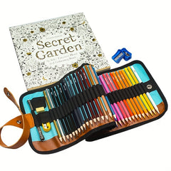 50 Colored Pencils Set with Canvas Wrap for Drawing