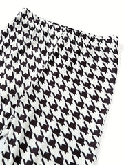 Girls Houndstooth Leggings Slim Fit Stretchy Casual Pants