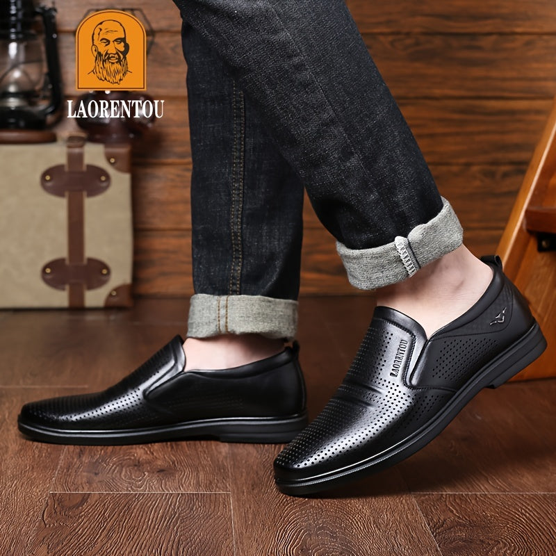 LAORENTOU Men's Leather Hollow Out Oxford Shoes Dress Shoes