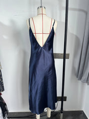 Satin Slip Nightdress Side Split Sleep Dress Women's Sleepwear