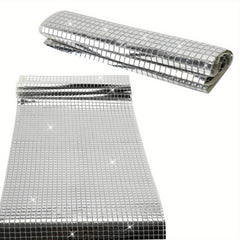 2pcs 33.02x177.8cm Silvery Glitter Disco Party Table Runner Mirror Sequin