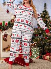 Women's Plus Elk Print Tee & Joggers Set - Christmas Casual Loungewear