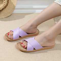 Women's Criss Cross Straps Flat Slides Sandals