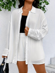 Button Up Blouse & Shorts 2 Piece Set