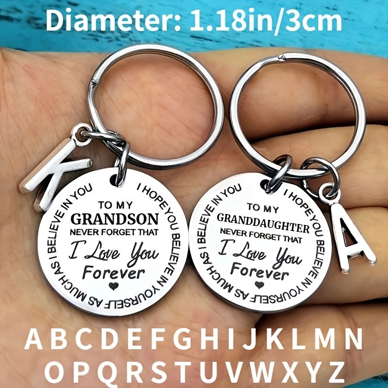 1pc 18in Initial A T Stainless Steel Engraved Keychain