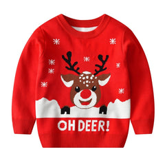 Boys Elk Print Knit Pullover Sweater Christmas Clothing