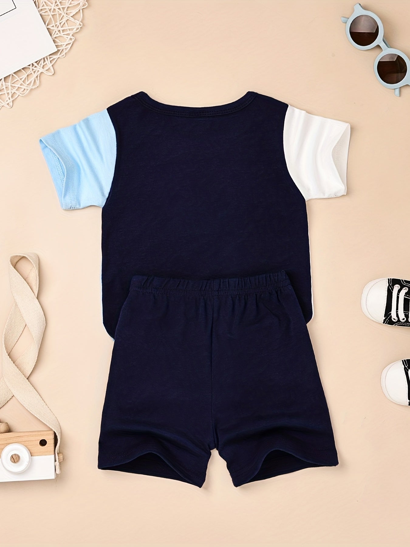Toddler Boys Block T-shirt & Shorts Set for Summer Holiday