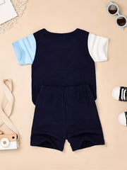 Toddler Boys Block T-shirt & Shorts Set for Summer Holiday