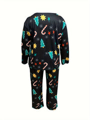 Snowflake & Lollipop Print Lounge Set - Top & Pants