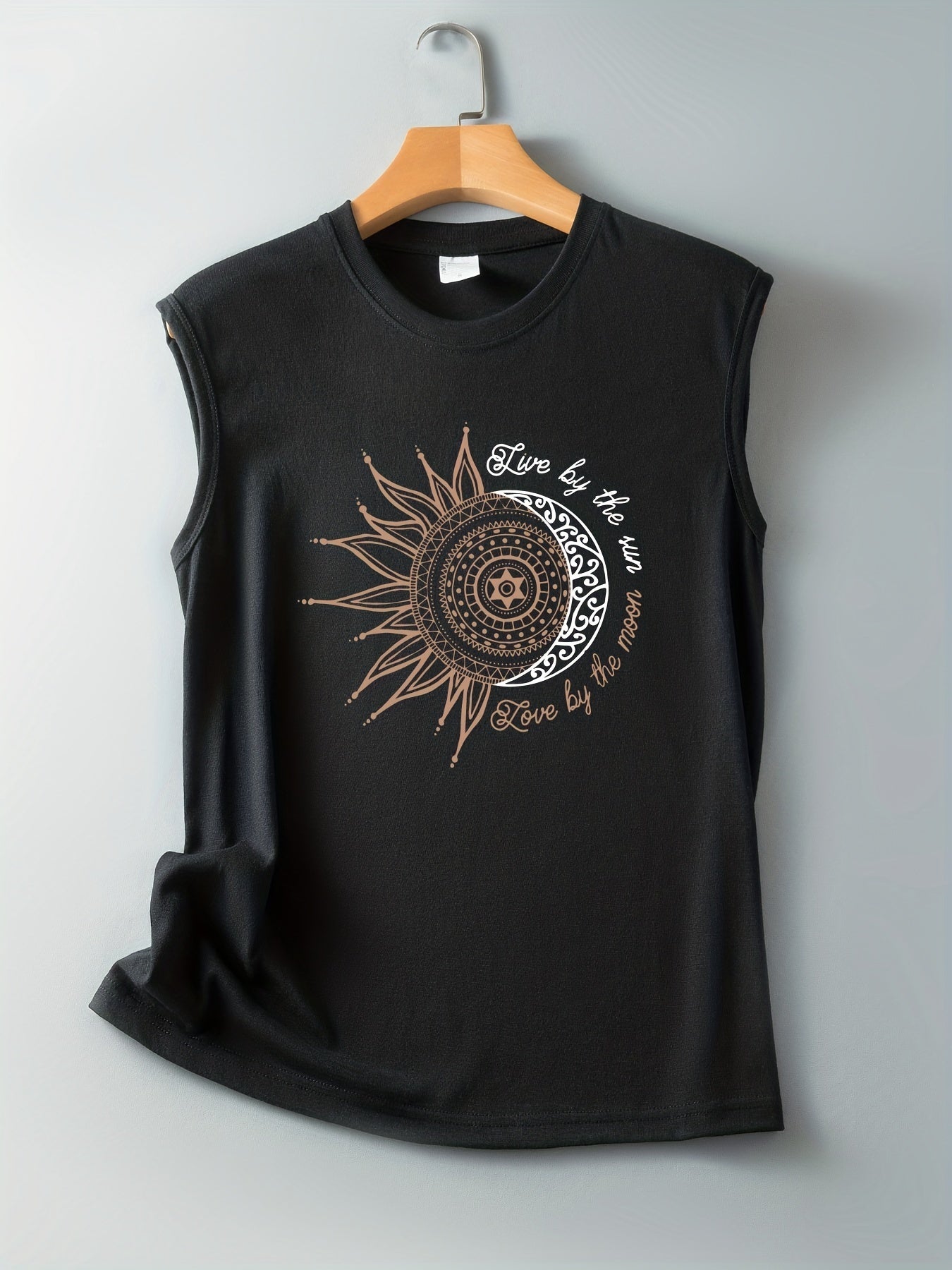 Moon & Sun Print Sleeveless Tank Top for Women