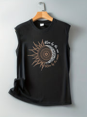 Moon & Sun Print Sleeveless Tank Top for Women