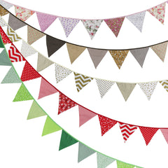 Vintage Floral Triangle Flag Fabric Banner Bunting Garlands for Wedding