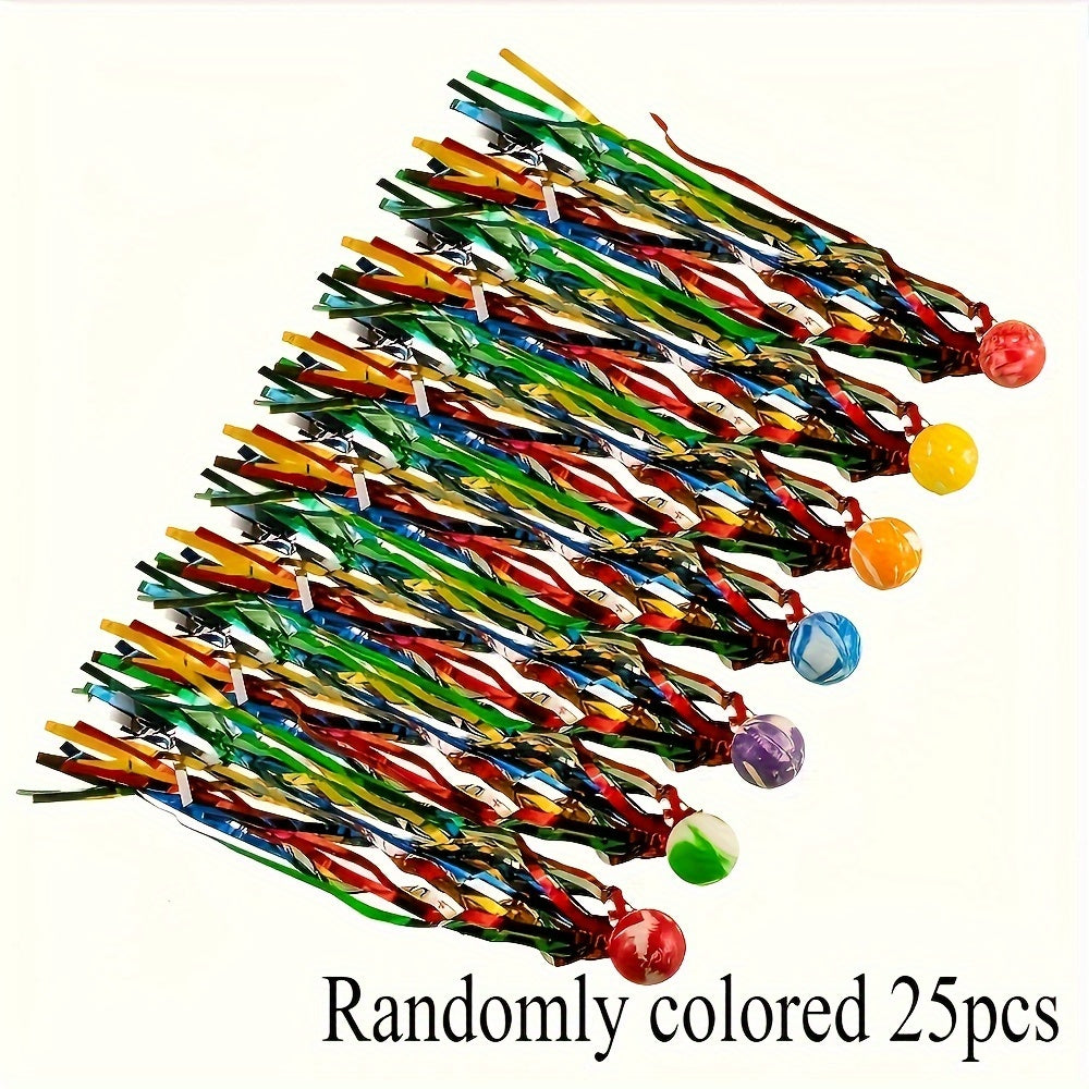 25pcs Bouncy Balls with Colorful Streamers for Party Favors