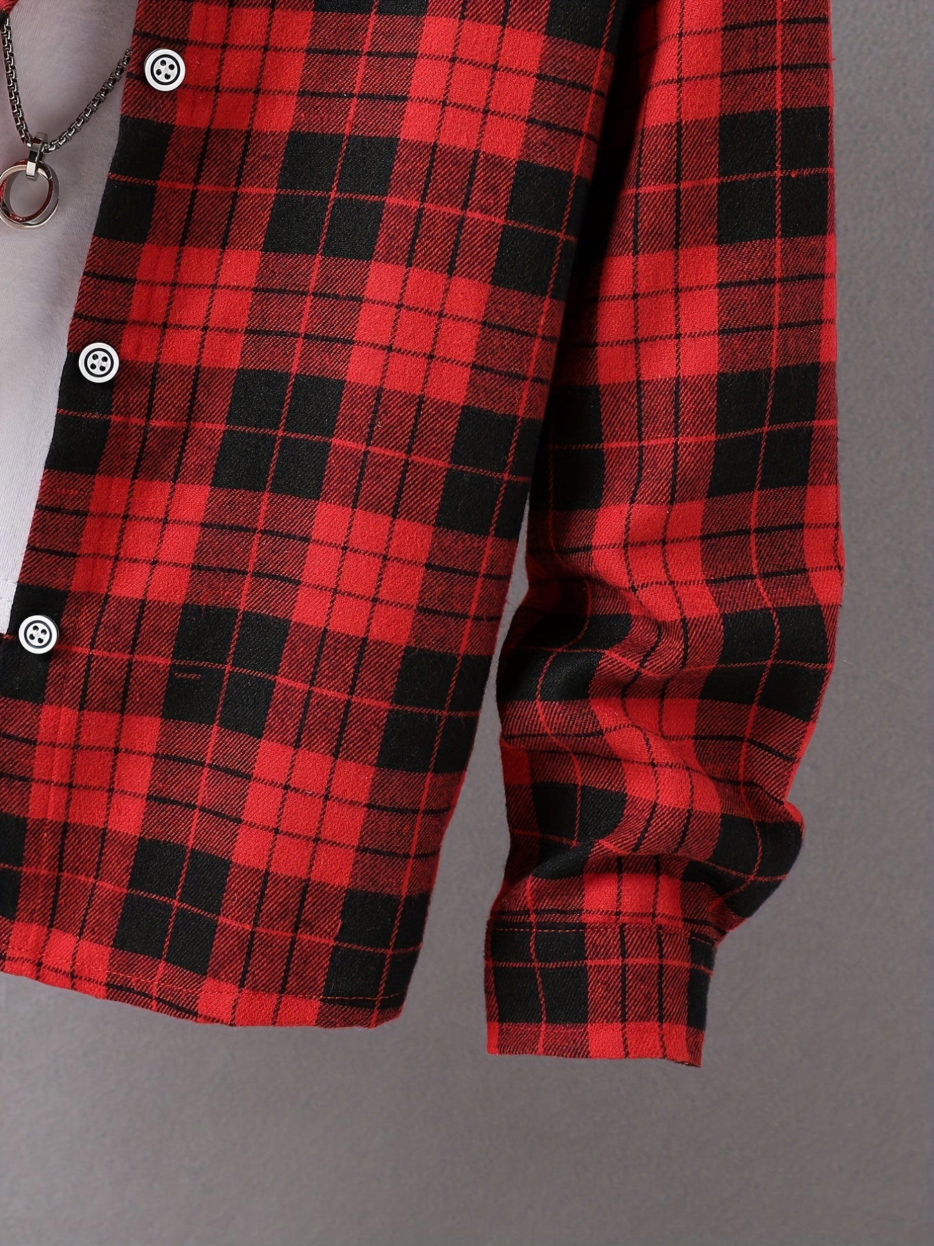 Red Plaid Graphic Boys Top Long Sleeve Lap