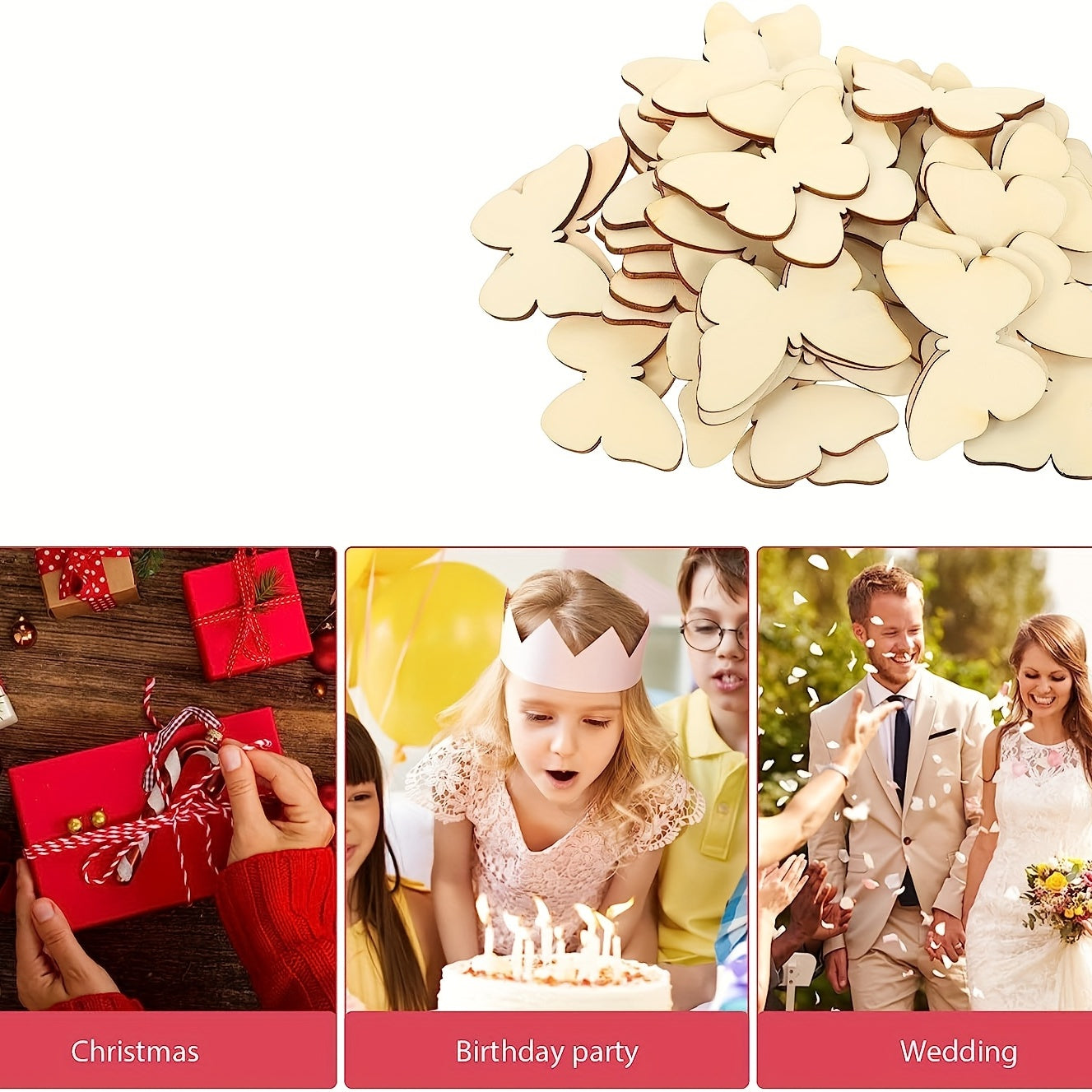 20pcs Wooden Butterfly Craft Blanks Natural Hollow Out Shape Wooden Butterfly
