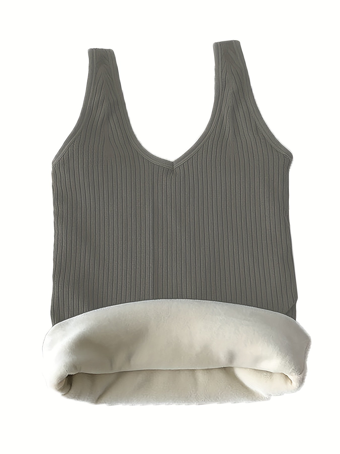 Plush Lined Thermal Underwear Top V Neck Tank