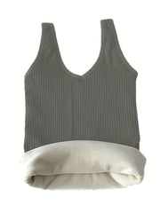 Plush Lined Thermal Underwear Top V Neck Tank