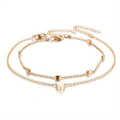 2 Pcs Dainty Anklet Set Beach Foot Jewelry Summer Accessories