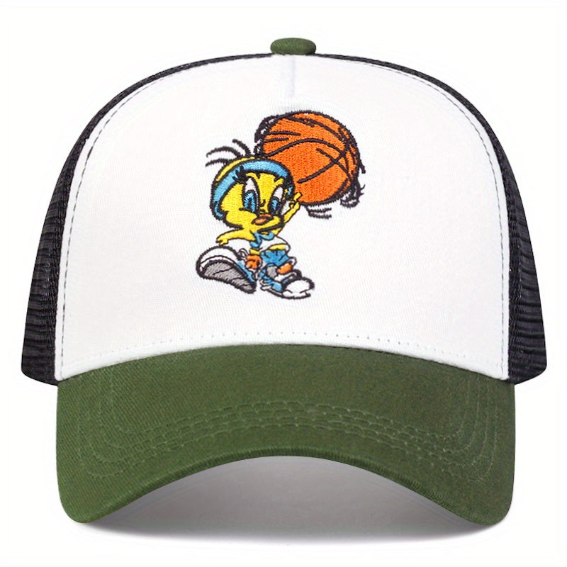 Rabbit Basketball Embroidered Men's Hip Hop Flat Brim Hat
