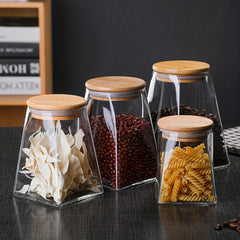 Irregular Glass Sealed Jar Kitchen Food Storage Ladder Shape