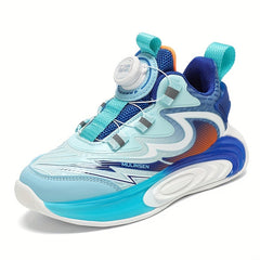 Boy's Rotating Buckle Basketball Shoes Non Slip Sneakers