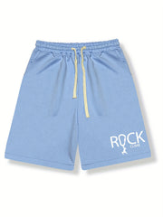 Men's Rock Climb Print Shorts Casual Stretch Drawstring Shorts
