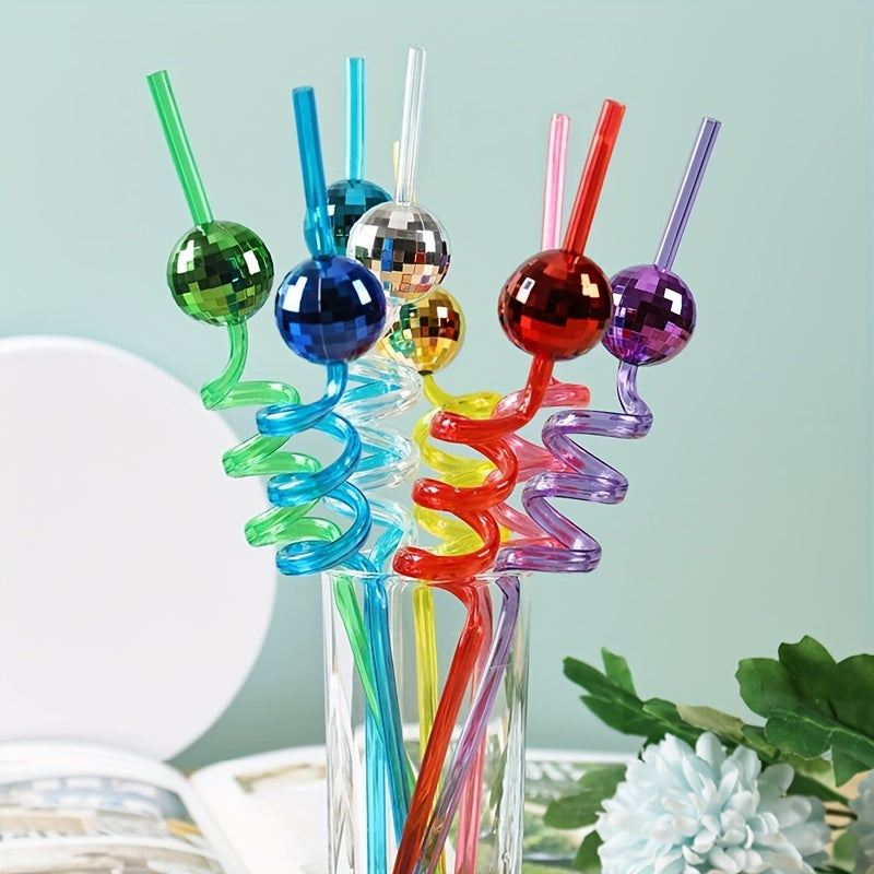 6pcs Disco Ball Straws Bachelor Straws Reusable Plastic Straws