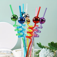 6pcs Disco Ball Straws Bachelor Straws Reusable Plastic Straws