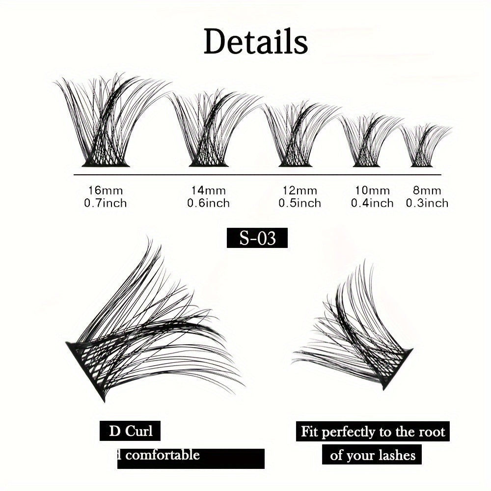 100pcs 8-16mm Mix D Curl Cluster Lashes Individual Lashes Lash Extensions
