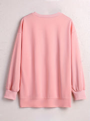 Solid Button Side Sweatshirt Casual Long Sleeve Crew Neck Sweatshirt Women's Clo