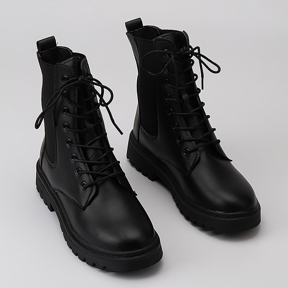 Women's Lace Up Combat Boots Faux Leather Fashionable Boots