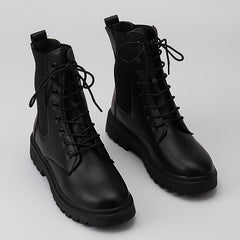 Women's Lace Up Combat Boots Faux Leather Fashionable Boots