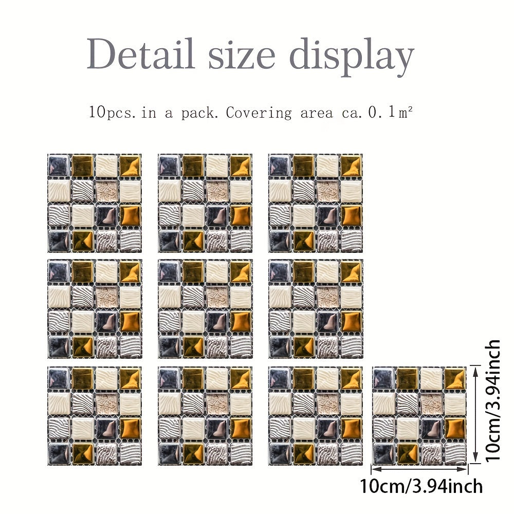 10pcs 10 Mosaic Tile Sticker PVC Wallpaper Kitchen Bathroom Decoration