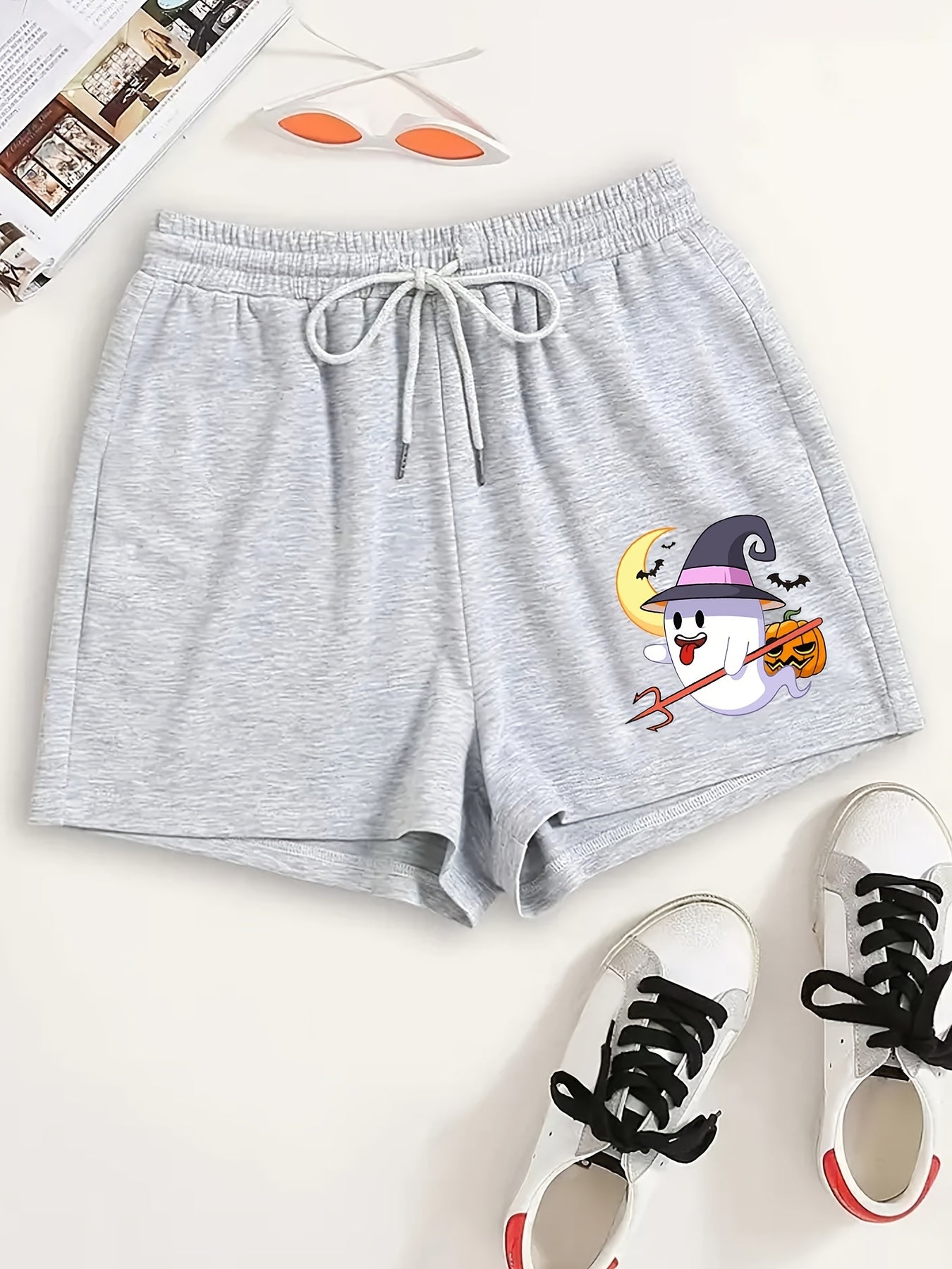 Halloween Lounge Shorts Women's Witch Hat Ghost Pumpkin