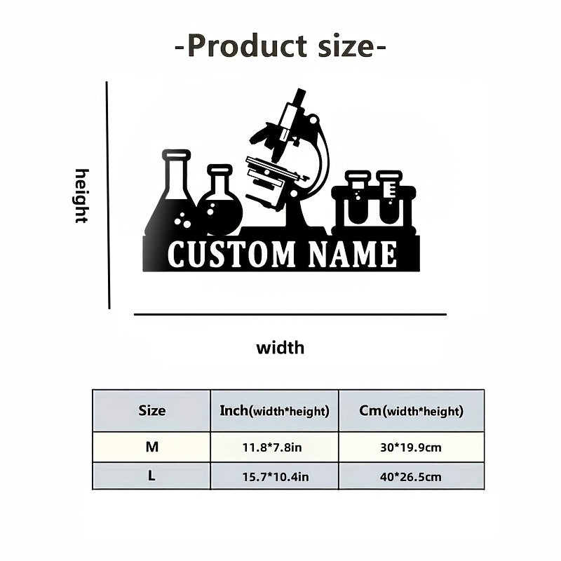Personalized Scientist Microscope Metal Wall Art Custom Name Biologist Sign