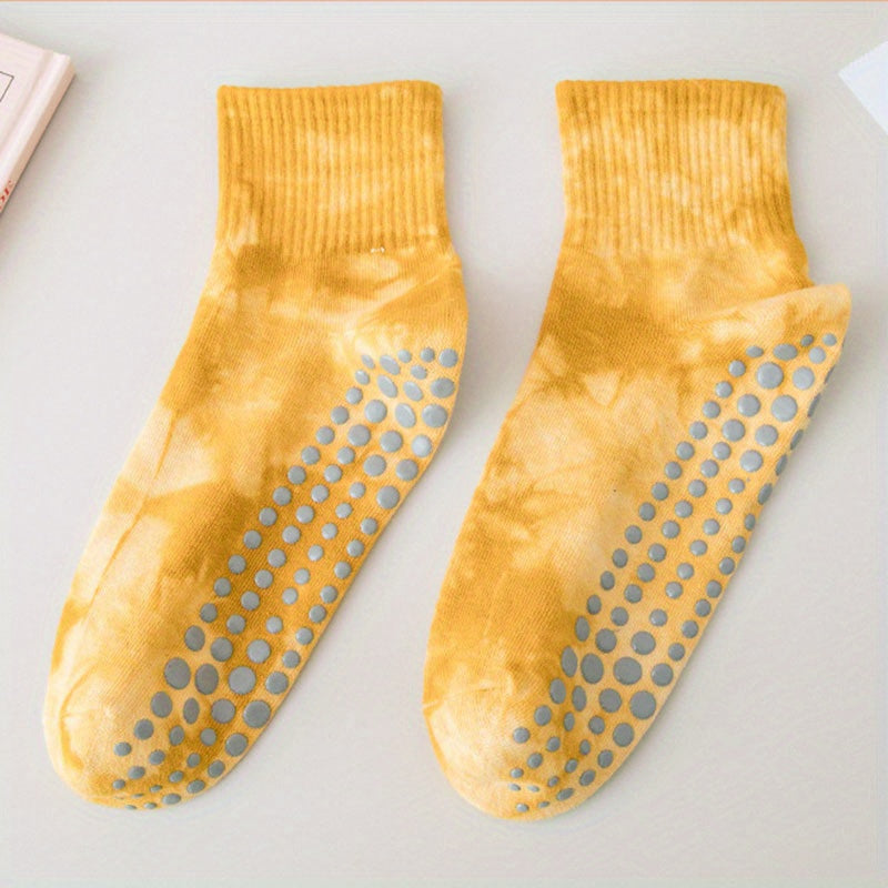 Tie Dyed Yoga Socks Non-Slip Pilates Crew Sock