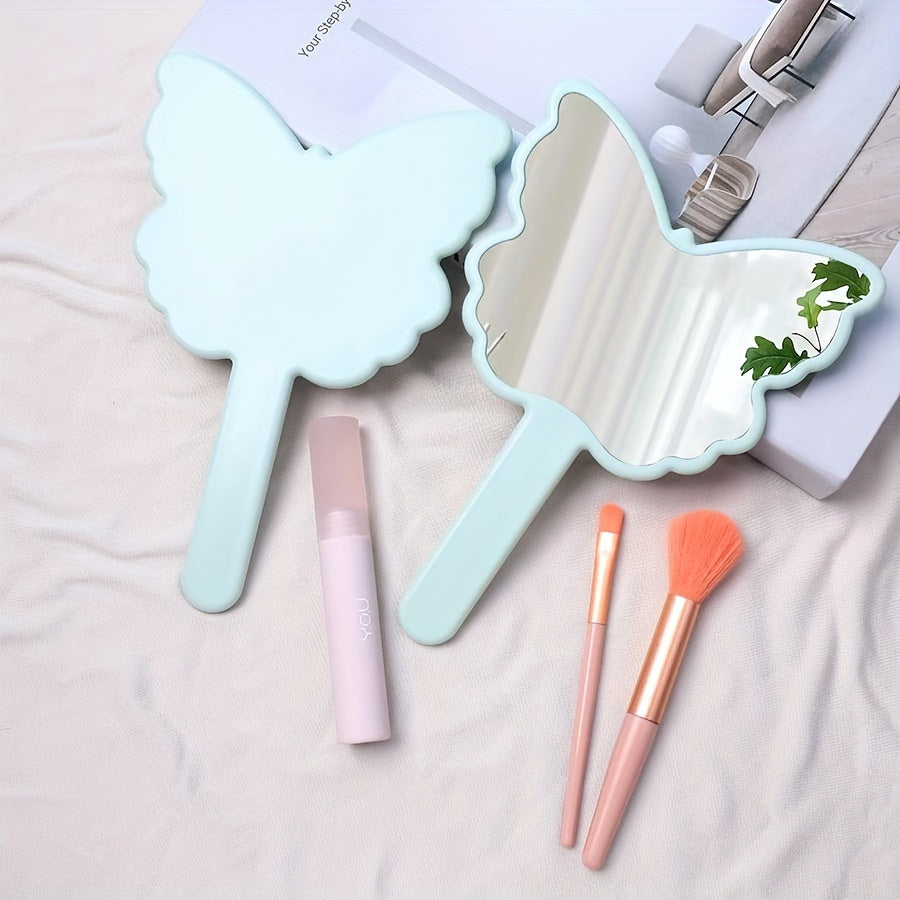 Green Butterfly Handheld Makeup Vanity Mirror with Handle