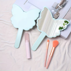 Green Butterfly Handheld Makeup Vanity Mirror with Handle