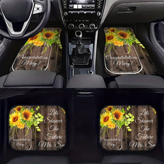 4pcs Sunflower Pattern Car Seat Covers, Front & Rear Seat Cover Set