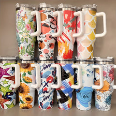 40oz Insulated Stainless Steel Tumbler with Handle and Straw Lid