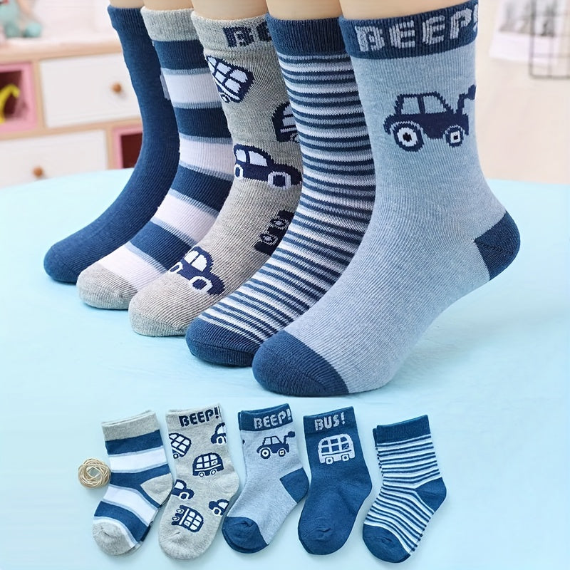 Kids Thin Breathable Crew Socks Cartoon Pattern Socks