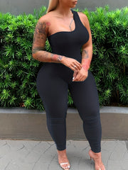 One Shoulder Stretch Jumpsuit