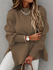 Knitted Mock Neck Sweater Long Sleeve Pullover Jumper